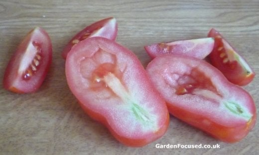 San Marzano tomatoes cut open