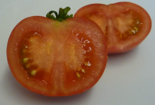 Crimson Crush tomato sliced in half